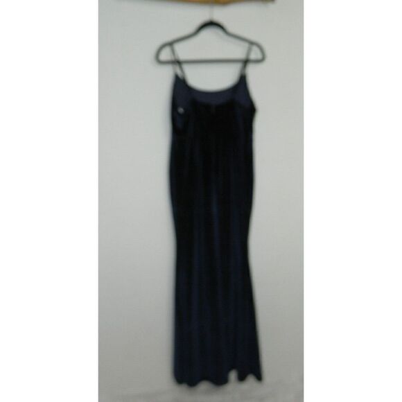 Lulu's Dress Elegant Luxury Navy Blue Velvet Cowl Neck Maxi Size X-Large - Picture 4 of 7